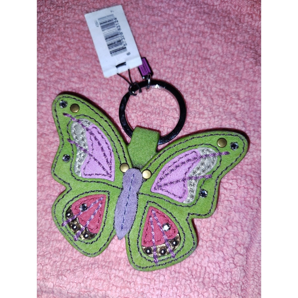 Coach Vintage Butterfly Charm - Suede, leather, silver hardware - Rare - Picture 2 of 9